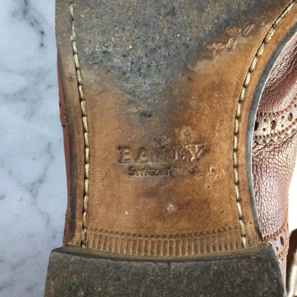 Bally Switzerland Oxford Shoes In Brown Leather Size 7 (Orig. $1250 Now $375)